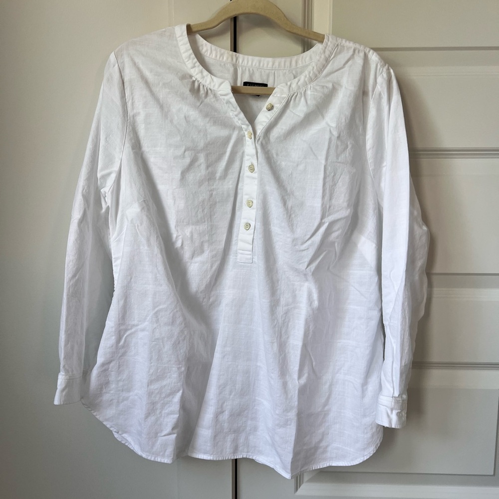Talbots White Swiss Dot Popover Shirt 2X Petite